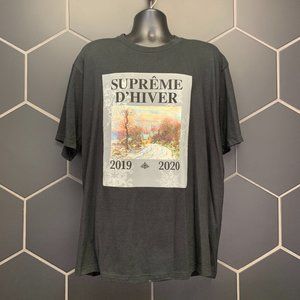 ~Used! Mens Supreme Black D'Hiver 2019 2020 Summer T-Shirt Hype Street Size XL